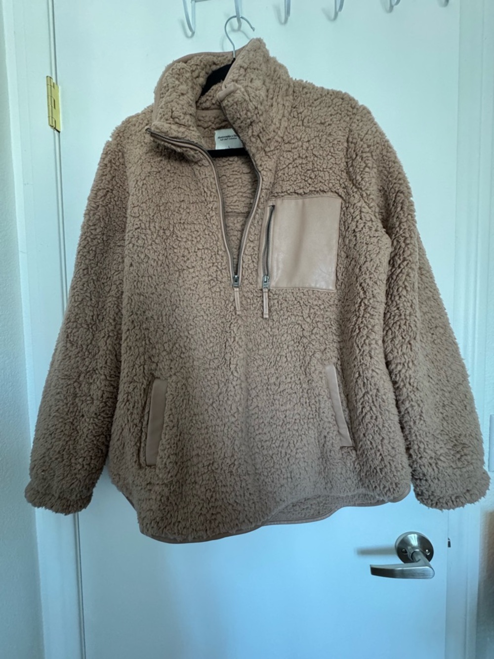 Cozy Teddy Fleece Pullover Jacket - Tan